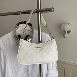 Sleek and stylish herringbone chain bag for women summer new arrival PU <b>synthetic</b> <b>leather</b> underarm bag with metallic accents - Product Image 3