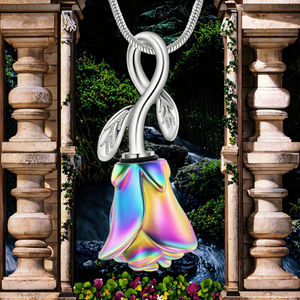 Gioielli in oro placcato rosa fiore cremazione in acciaio inox ricordo ciondolo collana di urna commemorativa per le ceneri dei propri cari regalo - Product Image 3