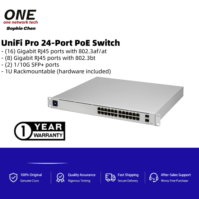 New Original Customized 24 Ports PoE Industrial Enterprise Switch Layer 3 SAN UBNT Gen2 UniFi USW-Pro-24-POE Network Switch