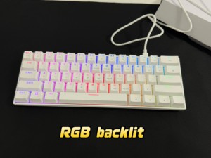 Teclado mecánico blanco con cable OUTEMU 60 por ciento Gamer 61 teclas Teclado compacto para PC con interruptor rojo para juegos - Product Image 4