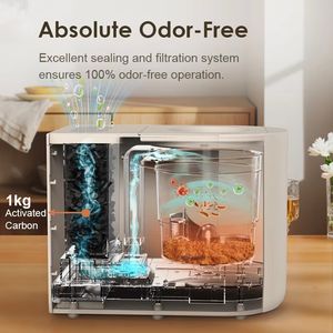 Compostador Eléctrico Inteligente Blanco de 4.5L, Máquina de Compostaje de Residuos de Cocina, Reciclador Automático de Alimentos, Eliminador de Basura Doméstico - Product Image 4