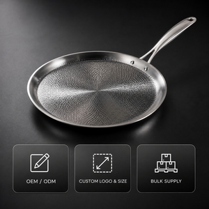Teglia per <span class=keywords><strong>Pizza</strong></span> in Titanio Martellato con Manico per Forno, Ristorante, Uso Commerciale, Rotonda, Personalizzabile OEM, Vendita all'Ingrosso - Product Image 1