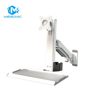 T8-GA01KB-600 Dudukan Dinding untuk Monitor 32 Inci, Lengan Monitor Fleksibel Putar Lipat untuk Layar Besar, Kapasitas 20 kg