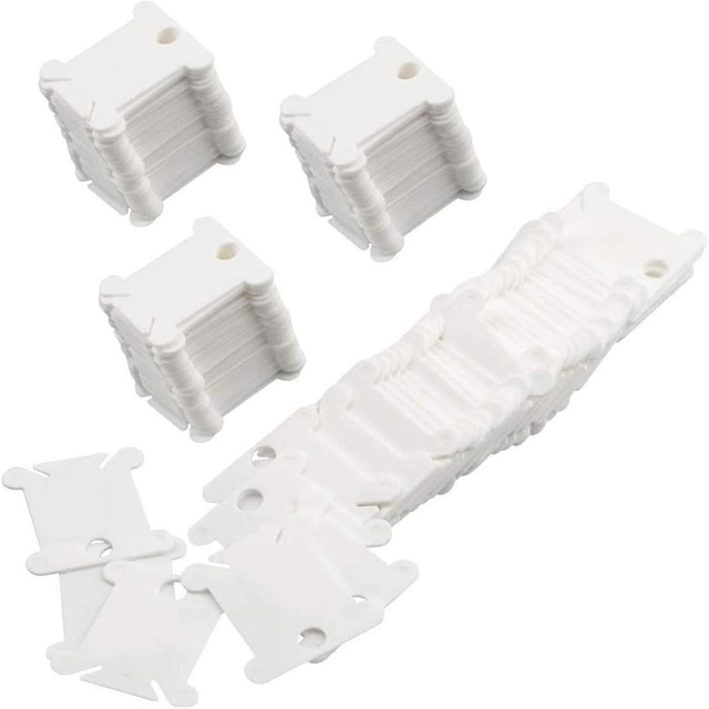 4x3.7cm White Plastic Thread Bobbin Card Lightweight 2g for Embroidery Floss Sewing Cord Organizer DIY Craft Winding