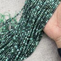 Manik-manik Batu Zamrud Zambia Alami 4mm 6mm, Untaian Bulat Asli untuk Gelang, Kalung, Anting (Grosir)