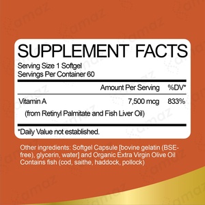 Amaz Private Label Venta al por mayor Cápsulas de <span class=keywords><strong>vitamina</strong></span> A Cuidado DE LA SALUD Suplementos alimenticios Cápsulas de <span class=keywords><strong>vitamina</strong></span> A para el cuidado de la piel - Product Image 2