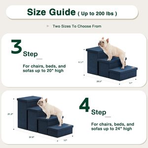 Escaleras de 3 escalones para perros para camas, escalones plegables para mascotas para perros pequeños, medianos y grandes, gatos, azul marino, capacidad de 200 libras, sin condominio - Product Image 4