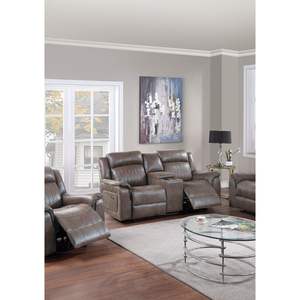 Sofá de Dos Plazas Db Power Motion, Color Café Oscuro, Cuero Genuino, Consola Giratoria de Madera, Muebles para Sala de Estar - Product Image 5