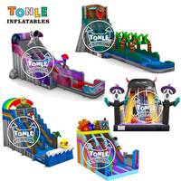 Glissade aquatique gonflable commerciale double piste Tonle Inflatables, nouveau design, personnalisable, avec piscine, pour usage humide et sec, à vendre