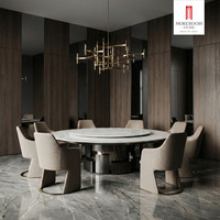Ensemble de table à manger ronde de luxe pour 8 personnes, table moderne avec plateau en pierre et chaises design