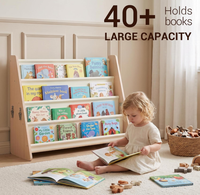 Étagère à livres en bois Montessori pour tout-petits, 4 niveaux, présentoir de livres pour enfants, organisateur de rangement pour livres pour chambre d'enfant et salle de jeux