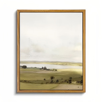 SEQIAO Impressions sur toile encadrées faites à la main, cadre en bois brun, rectangle imprimé, fantôme amusant d'Halloween, paysage vintage pastoral