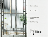Porte en verre isolante moderne avec insert en verre teinté, finition personnalisée en zinc, cuivre et nickel, pour entrée de villa, salon ou usage extérieur
