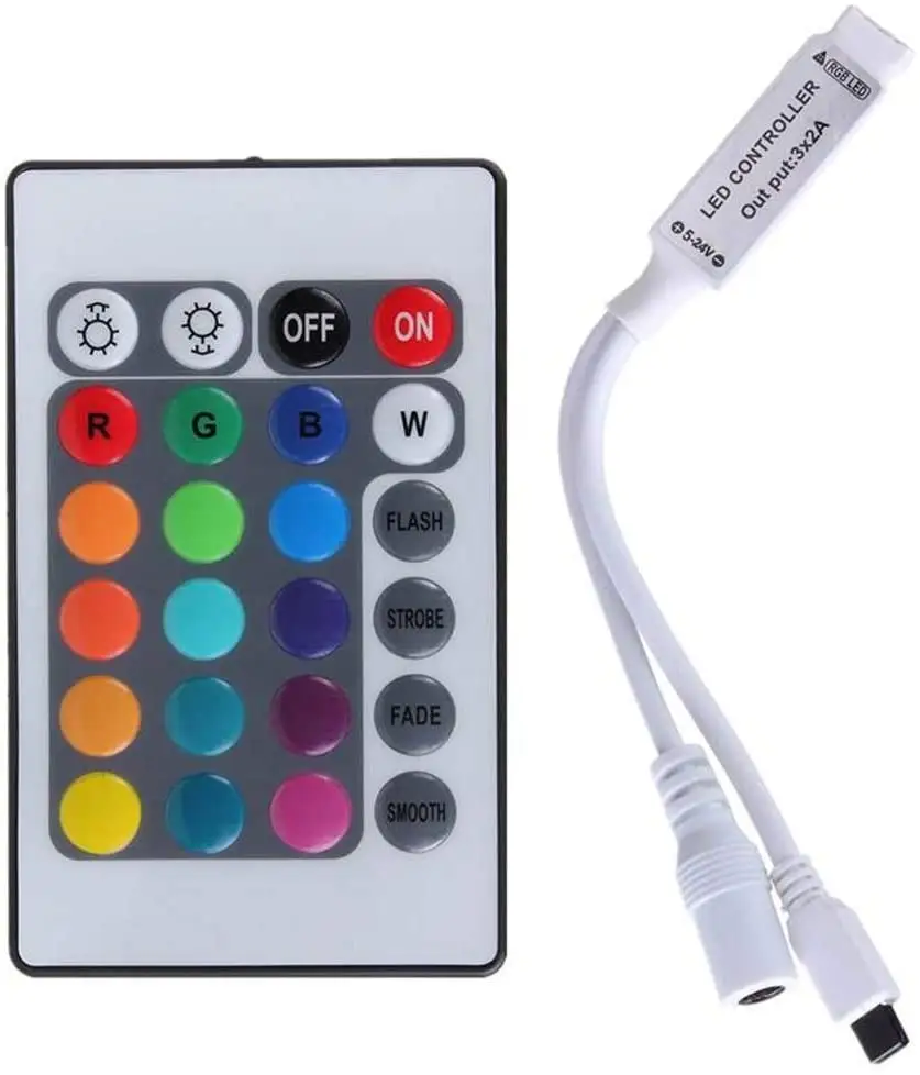 Mini 24key DC5-24v IR remote controller for 5050 rgb led strip light