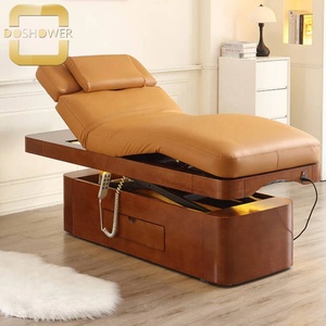 Cama de Masaje Moderna de Color Madera Oscura para Spa, Hotel y Clínica, con Respaldo de Cuero PU, Masaje de Pies, 4 Motores, Certificación CE - Product Image 1