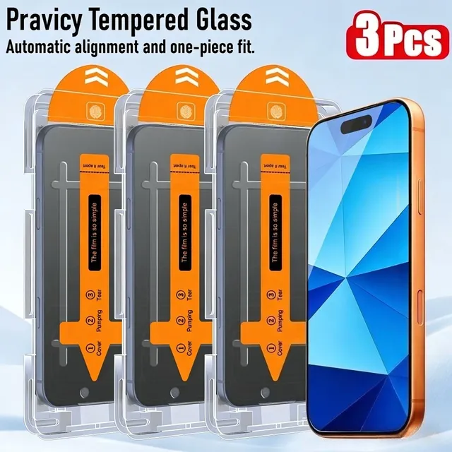 3Pcs Privacy Tempered Glass Screen Protector for IPhone14 15 16 17 Pro Max Anti-Spy Dust free Installation Protector