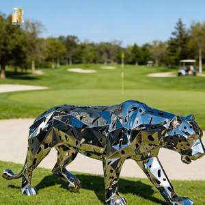 Scultura di <span class=keywords><strong>Leopardo</strong></span> a Grandezza Naturale in Acciaio Inossidabile RELONG, Design Astratto Cavo per Decorazione d'Arte Moderna - Product Image 6