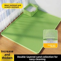 Tapis de litière pour chat extra large à double couche filtrante, anti-éclaboussures, anti-trace, contrôle du sable, tapis de sol sous la litière pour chat