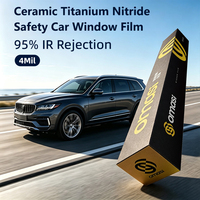 Film solaire automobile haute définition en céramique TiN par pulvérisation magnétronique 4mil, changeant de couleur, protection UV et IR 95% pour vitres automobiles