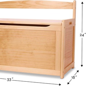 Huiji <b>Wooden</b> Storage Bench 18-Inch Kids <b>Toy</b> Organizer With Lid For Nursery Room - Product Image 2