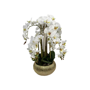 Fleurs artificielles avec pot, grandes orchidées, panneau de plantes artificielles, fleurs d'orchidées en soie PEVA - Product Image 1