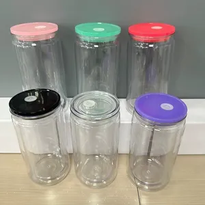 Vasos de Plástico Tipo Globo de Nieve de 20 oz y 16 oz de Fabricación OEM con Agujero Pretaladrado y Tapa de Color - Product Image 4