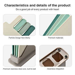 Ensemble de planches à découper antidérapantes en PP pour la cuisine, 4 pièces, planches à découper classifiées pour aliments pour bébés et fruits, avec support de rangement - Product Image 3