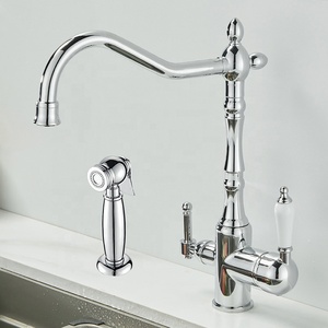 Azeta Kitchen Mixer Taps With Sprayer Classic Rotatable European Luxury Brass Kitchen AT9968 Kitchen - Product Image 3