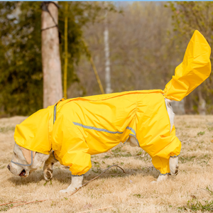 El mejor suéter reflectante impermeable, impermeable para perros amarillos, Husky Samoyedo <span class=keywords><strong>Border</strong></span> <span class=keywords><strong>Collie</strong></span>, Poncho de lluvia para perros azules - Product Image 1