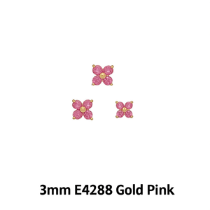 Orecchini a lobo con fiore rosa dorato 3mm E4288 Gioielli da donna carini da indossare tutti i giorni - Product Image 1