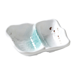 Irregular Shape Condiment Dish Double Compartment For Restaurant Soy <b>Sauce</b> Serving - Product Image 4