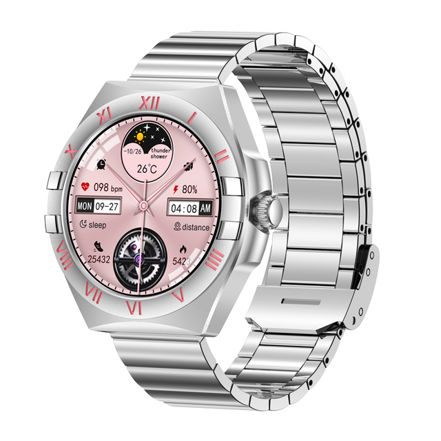 LG80 Mini 2025 Smart Watch Women 1.27" AMOLED Gesture Calling 3 Straps Health Monitor IP67 Wireless Charging Fitness Smartwatch