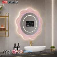Miroir de salle de bain lumineux personnalisé pour hôtel, avec téléviseur, capteur tactile, interrupteur LED, thermomètre irrégulier Android de 4 mm avec revêtement et IA