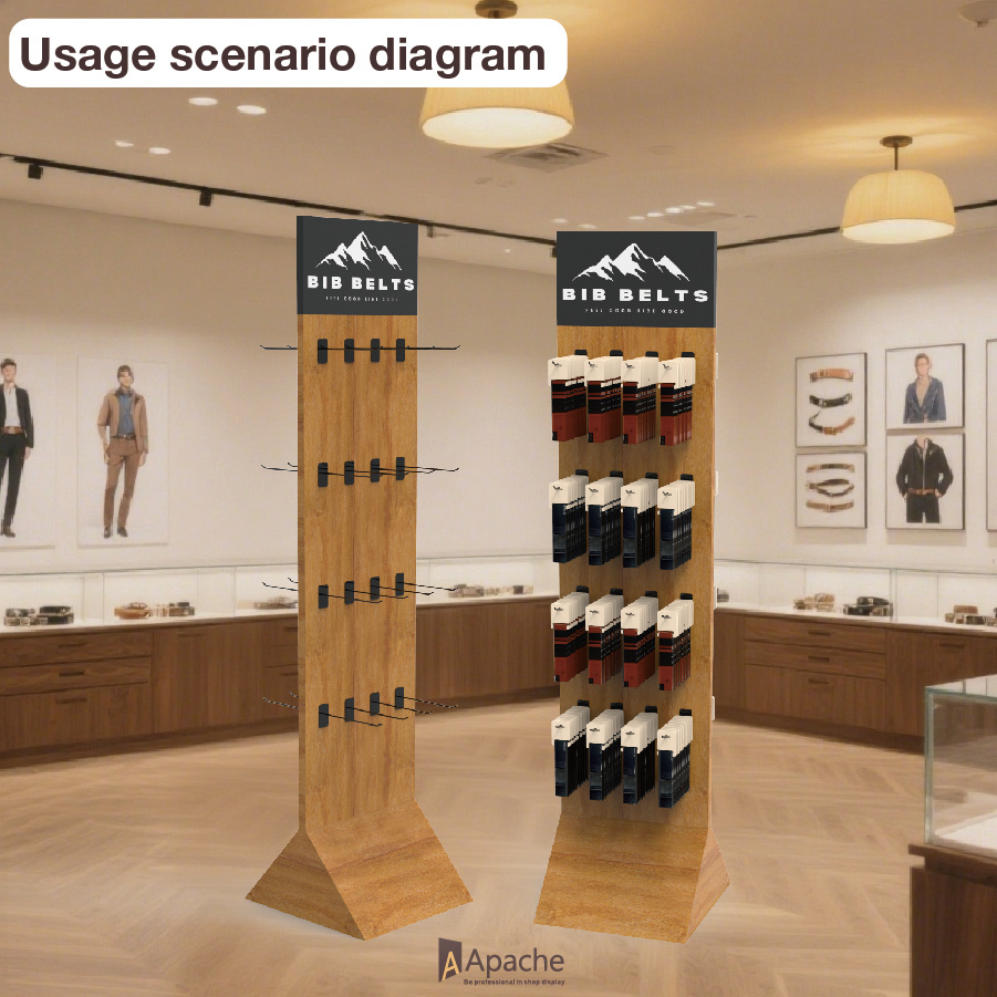 Apache Custom Wooden Belt Display Stand Display Rack for Supermarket & Retail Store & Clothing Store — view 5