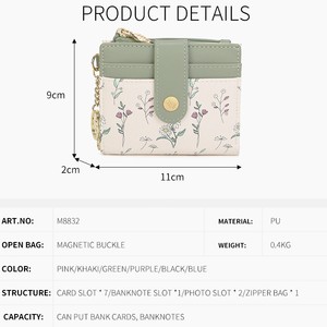 Ins Style New Multi-<b>Card</b> Slot Coin Purse Women's Spring Summer Versatile Floral <b>Card</b> <b>Holder</b> <b>Wallet</b> with Leaf Zipper - Product Image 4