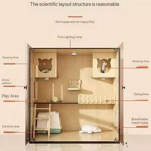 Villa de madera de lujo para gatos Casa interior para gatos Jaula para gatos y cama Cobertizo para gatos y gabinete Cama para gatos - Product Image 3