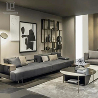 Großhandelspreis Moderner Stil Wohnzimmermöbel Holzstruktur mit Leder Langes Wohnzimmer-Sofa-Set