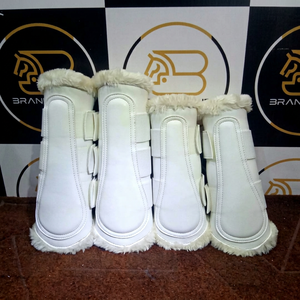 BRAND ZONE Protège-tendons équestres en cuir verni, 8MM, néoprène, fausse fourrure, pour sport, personnalisables, durables et confortables - Product Image 3