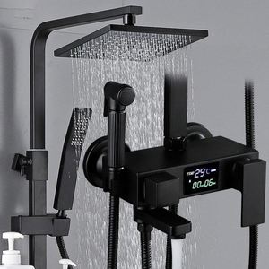 Grifo Mezclador de Ducha Inteligente de Lujo para Baño, Montado en la Pared, con Pantalla Digital LED Negra, Sistema de Ducha de Lluvia - Product Image 1