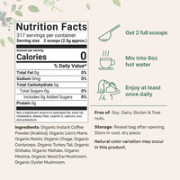 Café de Hongos Natural Puro, Café de Cacao con Hongos, Kit de 30 Porciones, Café de Hongos con Seis Funciones, Aceite de Coco