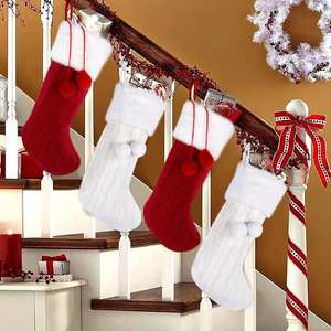 <span class=keywords><strong>Bas</strong></span> de Noël tricotés classiques 2 pièces en boîte, adaptés aux vacances en famille, cadeaux et décorations de fête de Noël - Product Image 5