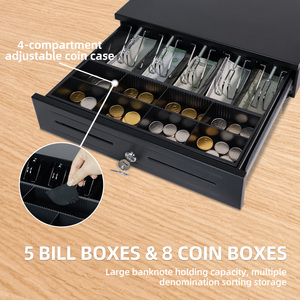 GTCODESTAR GT-410F Cash Register Drawers Theavy Duty Steel Slide Cash Drawer Pos 5 <strong>Bill</strong> 8 Coin Lock <strong>Box</strong> Drawer Replacement Tray - Product Image 4