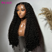 Perruque sans colle en cheveux humains bouclés naturels birmans, densité 250 %, cheveux vierges bruts 15A, avec fermeture en dentelle HD 13x4, vente en gros