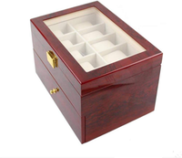 Kotak Jam Tangan Kayu Modern PJ 20-Bit dengan Laci, Lapisan Piano Lacquer, Kotak Koleksi Perhiasan Bermotif Pemandangan/Hewan untuk Pria Wanita