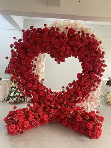 A-FHA108 ชุดดอกไม้ประดิษฐ์สำหรับงานแต่งงาน ขนาด 8*8 ฟุต สีชมพู ซุ้มดอกไม้รูปหัวใจ ซุ้มดอกไม้ผ้าไหมสำหรับขอแต่งงาน - Product Image 4