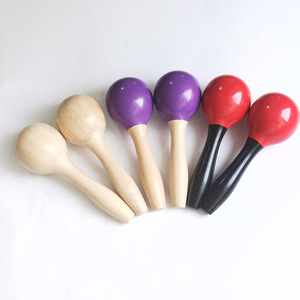 Maracas en bois de couleur unie en gros, instrument de percussion Orff pour spectacle d'enfants de maternelle - Product Image 1