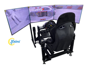عرض خاص من كايمي: جهاز محاكاة ألعاب السباقات مع 3 شاشات عالية الدقة ودواسات قيادة السيارة المتحركة ومقعد مريح للسباقات الافتراضية - Product Image 1
