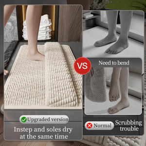 Alfombra de Baño Moderna de Poliéster de Color Sólido, Rectangular, Antideslizante, Absorbente, de Secado Rápido, con Base para la Entrada del Baño - Product Image 4