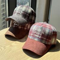 Topi Bisbol Bordir Motif Kotak-kotak Jepang Unisex, Dapat Disesuaikan, 6 Panel, Visor Berhuruf, untuk Musim Gugur dan Musim Dingin, Gaya Kasual
