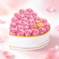 Eterfield Forever Flowers Roses éternelles en boîte en daim en forme de cœur - 100% rose véritable, dure toute l'année, idéal pour la Saint-Valentin, la fête des mères